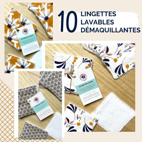 Lingettes démaquillantes lavables en bambou et coton Oeko-tex aux