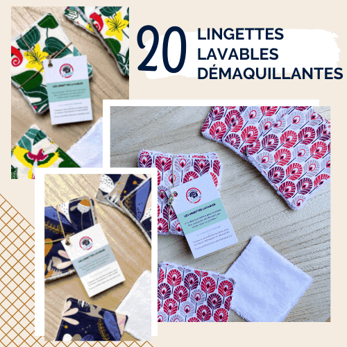 Lingettes lavables demaquillantes pas cher 4€ lot de 4 Mauve