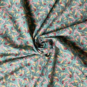 Tissu-au-mètre-motif-floral-vert
