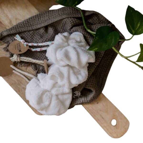 Fleur de douche lavable en éponge bambou